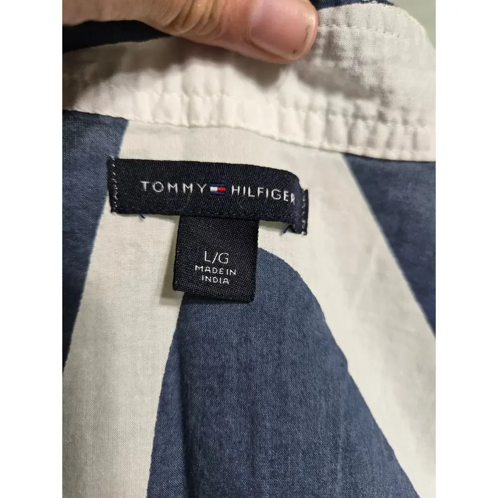 Tommy Hilfiger large women's navy blue and white top